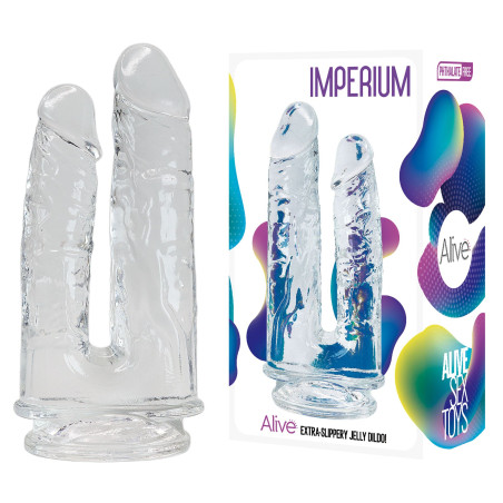 Godemichet ventouse double Jelly Imperium - Double godes pour travestis