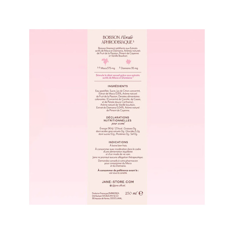 Boisson aphrodisiaque Jane Passion Piment Vanille - Tous nos produits