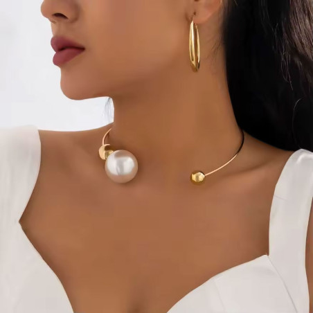Collier jonc et perle - Colliers pour travestis
