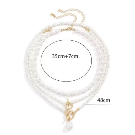 Collier triple en perles - Colliers pour travestis