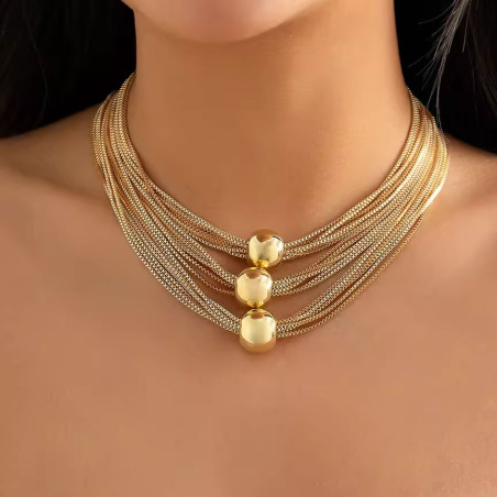 Collier 3 perles dorées - Colliers pour travestis Collier 3 perles dorées - Colliers pour travestis