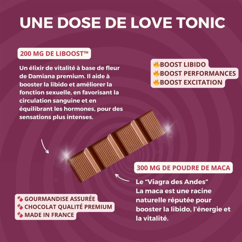 Chocolat aphrodisiaque Love Tonic Passion - Aphrodisiaques pour travestis