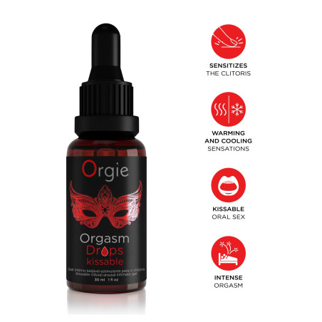 Gouttes orgasmiques Orgasm Drops Kissable (30ml) - Tous nos produits