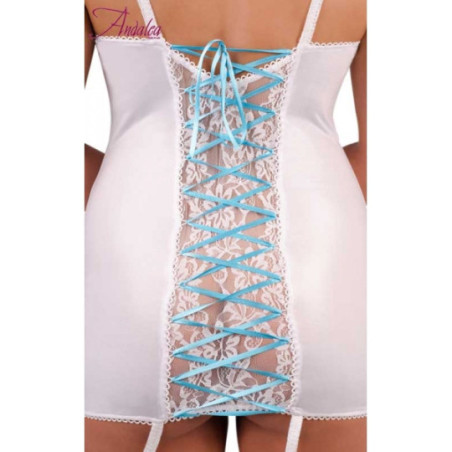 Guêpière Blanche Sexy Wetlook à Porte Jarretelles - Corsets pour travestis