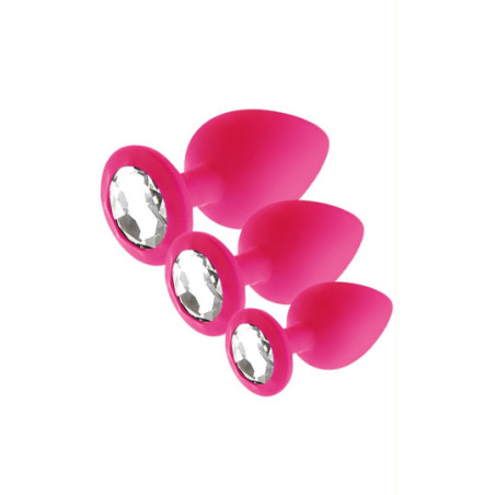 Set de 3 plugs Anals roses Joyas - Plugs bijoux pour travestis Set de 3 plugs Anals roses Joyas - Plugs bijoux pour travestis