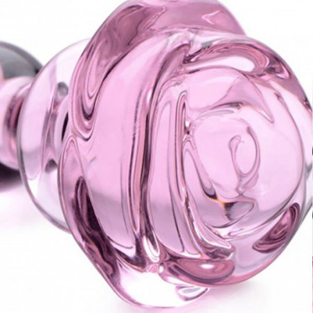 Plug Anal en Verre Pink Rose - Plugs bijoux pour travestis