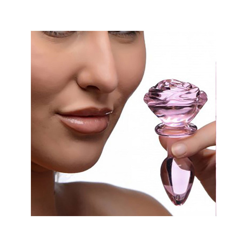 Plug Anal en Verre Pink Rose - Plugs bijoux pour travestis